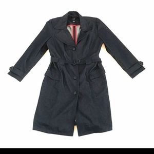 Sassy Dark Blue Wash Denim Trench Coat